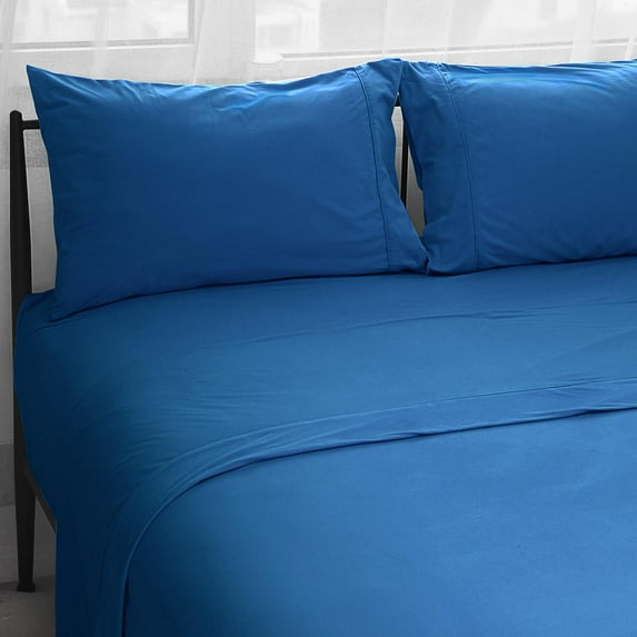 Marquess 4 Pieces Microfiber Flannel Sheet Set, Full Size Navy Blue Color