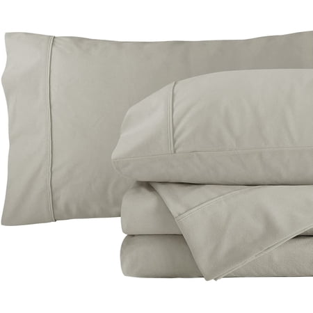 Marquess 4 Pieces Microfiber Flannel Sheet Set, King Size Linen Color Bedding Set