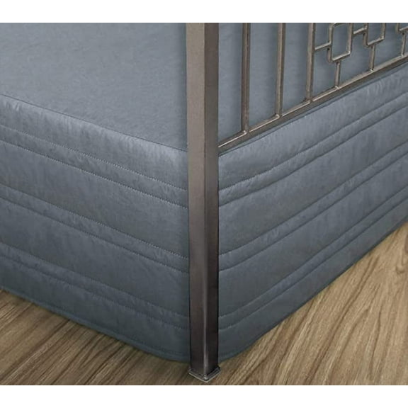 Marquess Tailored Bed Skirt Queen Size with Spilt Corner 14 inch Drop,Cotton Blended Quilted Bed Skirt Gray Color