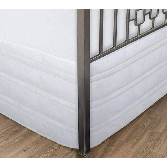 Marquess Tailored Bed Skirt Queen Size with Spilt Corner 14 inch Drop,Cotton Blended Quilted Bed Skirt Wihte Color