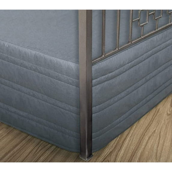 Marquess Tailored Bed Skirt King Size with Spilt Corner 14 inch Drop,Cotton Blended Quilted Bed Skirt Gray Color