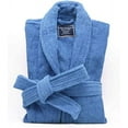 thumbnail image 1 of Marquess Terry Cloth Robes for Men All Cotton Blue Bathrobe, Luxury Shower Robe Long Shawl Collar,, 1 of 7