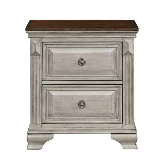 Marquette Collection Stately Two-Tone Gray and Brown Nightstand with Frame Molding