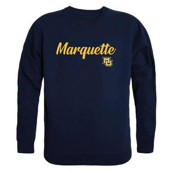 Marquette University Script Crewneck T-Shirt, Navy - Medium