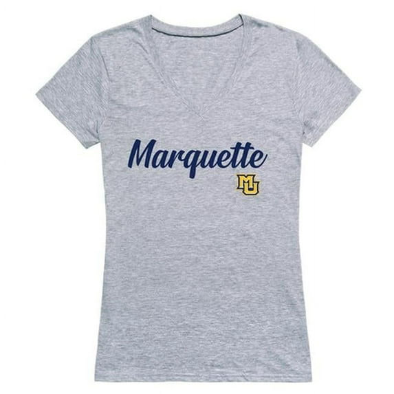 Marquette University Womens Script T-Shirt, Heather Gray - Large