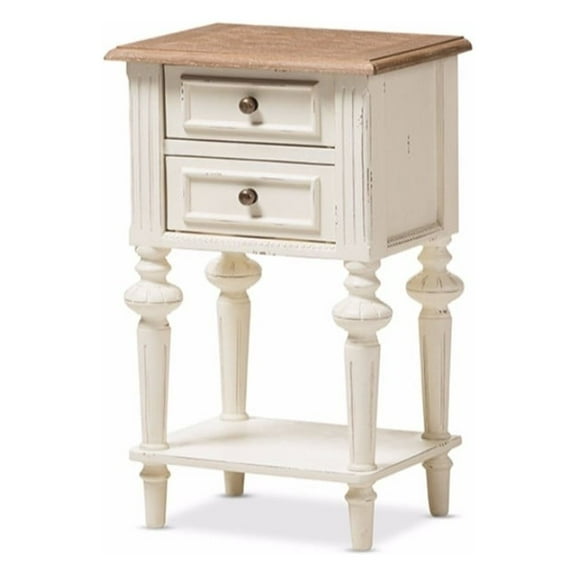Marquetterie French Provincial Style Two-Tone 2-Drawer and 1-Shelf Nightstand