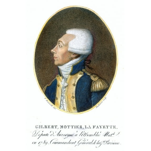 Marquis De Lafayette N(1757-1834). French Soldier And Statesman. Aquatint French Late 18Th Century. Print by