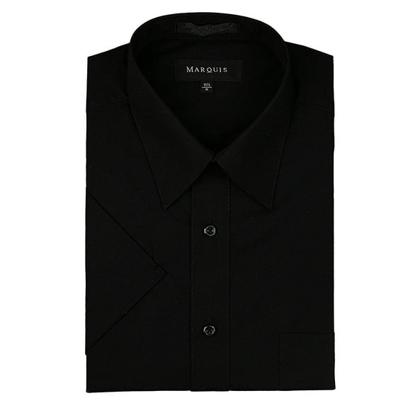 Marquis Men's 001 Short Sleeve Solid Dress Shirt - Black - M/15.5