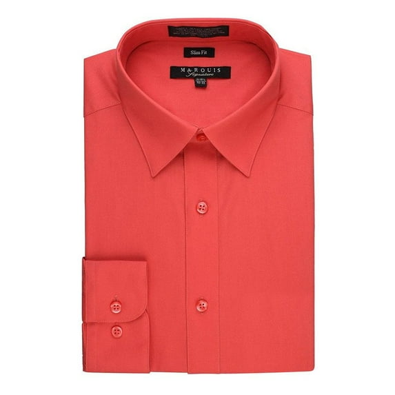Marquis Mens Dress Shirt Slim Fit Long Sleeve Solid Dress Shirt Quality Dress Shirt for Men