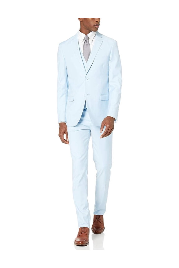 West End by Men's 910352 Slim Fit 3-Piece Peak Lapel Formal Tuxedo Suit - Cranberry - 40R