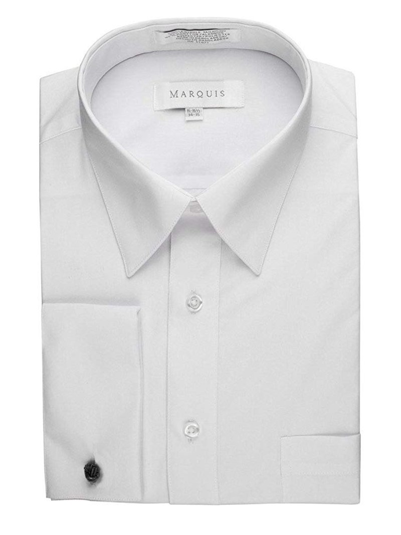 dress shirt 19.5 neck Marquis Men's 009F Regular Fit French Cuff Solid Dress Shirt, White,  19.5/34-35 Sleeve