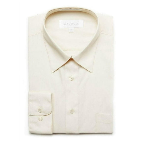 Marquis Mens Classic Fit Off White Cotton Blend Dress Shirt