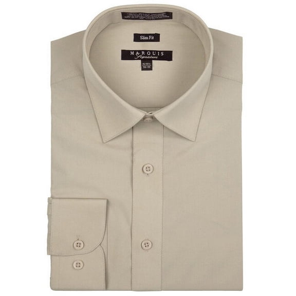 Marquis Mens Dress Shirt  Slim Fit Long Sleeve Solid Dress Shirt  Quality Dress Shirt for Men