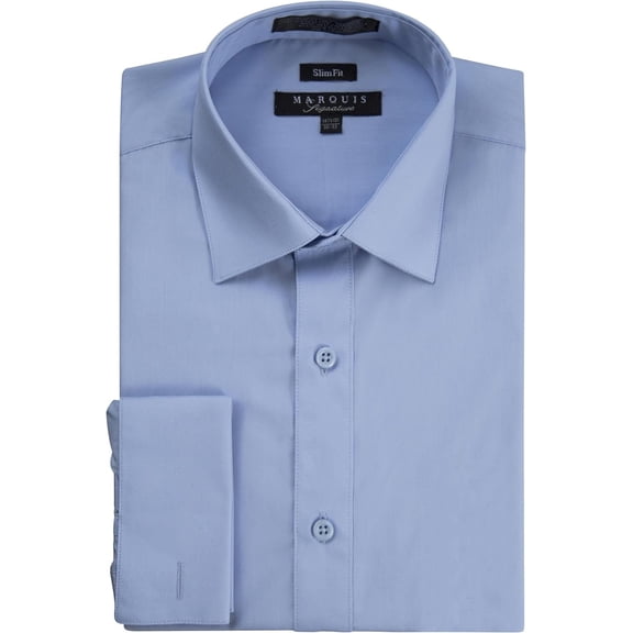 Marquis Mens Dress Shirt  Slim Fit Long Sleeve Solid French Cuff Dress Shirt for Men