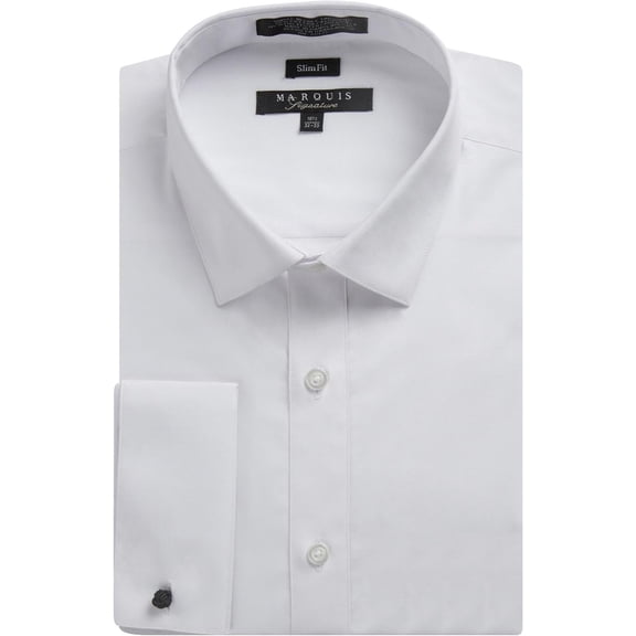 Marquis Mens Dress Shirt Slim Fit Long Sleeve Solid French Cuff Dress Shirt for Men