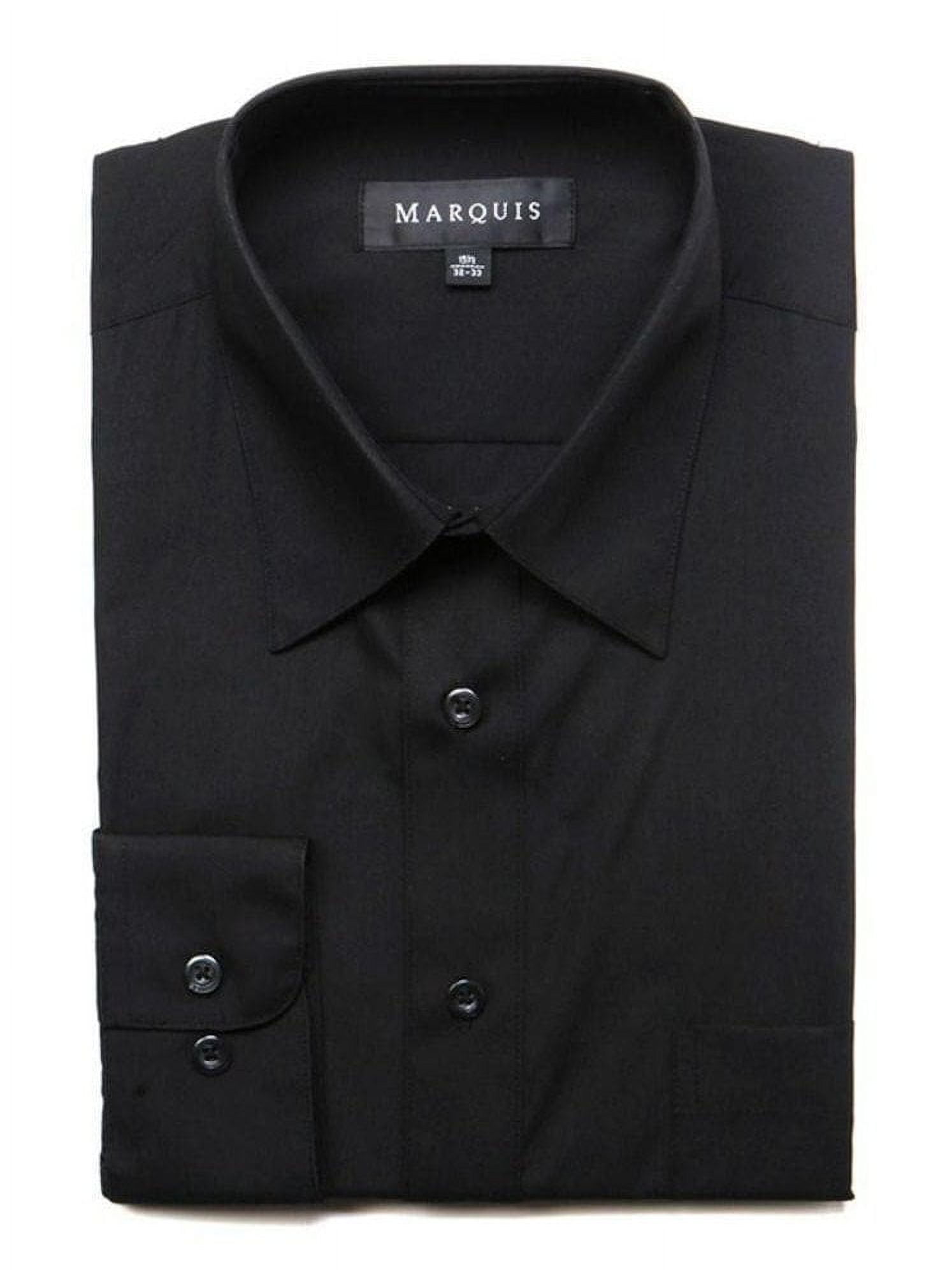 Marquis Mens Slim Fit Solid Black Cotton Blend Dress Shirt - Walmart.com