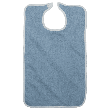 Marquis Mills 3 Pack - Adult Bibs For Eating, Machine Washable - Reusable Clothing Protector with Adjustable Velcro Closure - 100% Absorbent Terrycloth Patient Bib - Blue