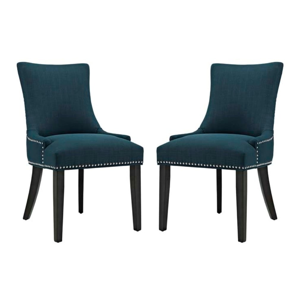 Azure Parsons Upholstered Side Chair with Wood Legs