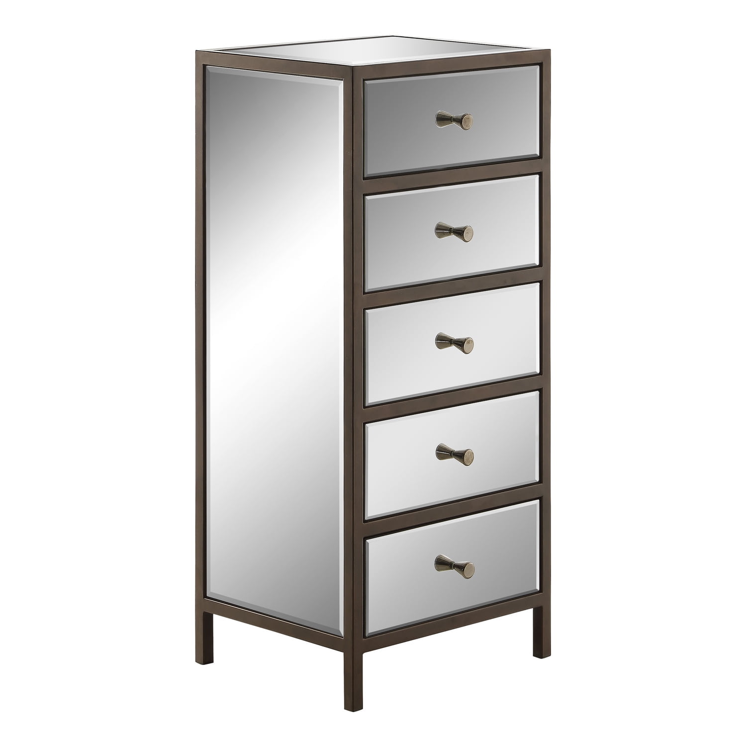Marquis Vertical Cabinet-Color:Mirrored,Material:Metal,Number of Items:EA,Size:15.75W x 13D x 35.5H,Style:Contemporary