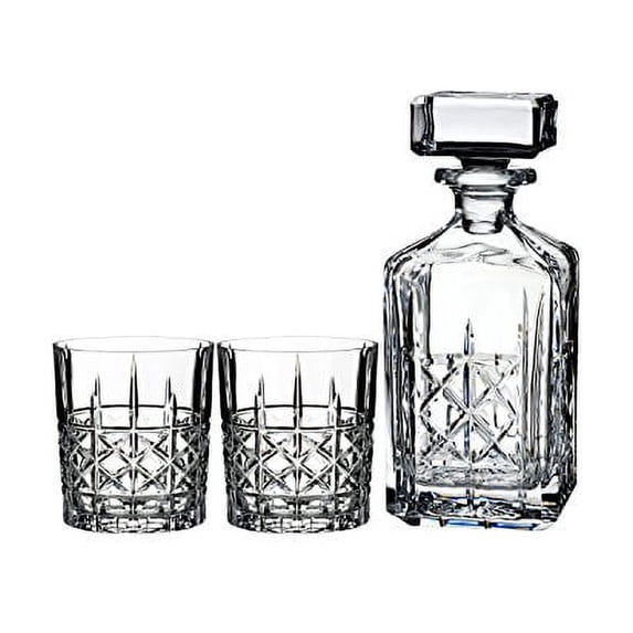 Marquis by Waterford Brady Decanter & Double Old Fashioned Set, 3 Pieces, Crystalline, Clear