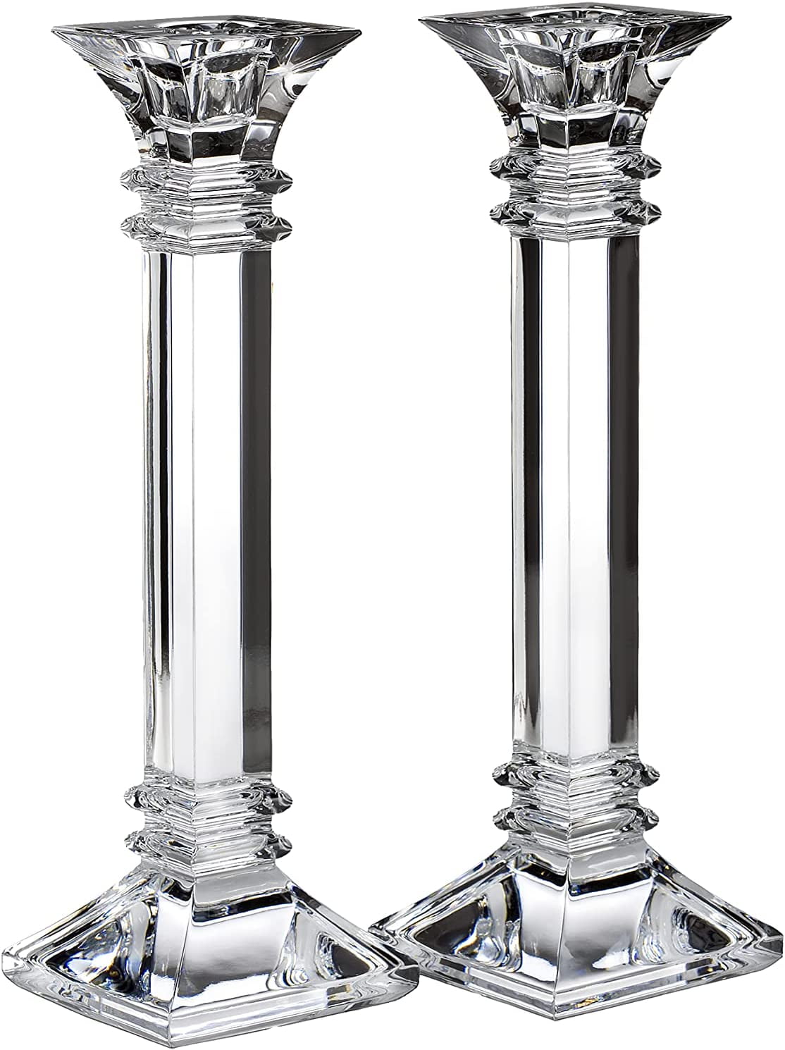 10" Clear Crystal Tabletop Candlestick Pair