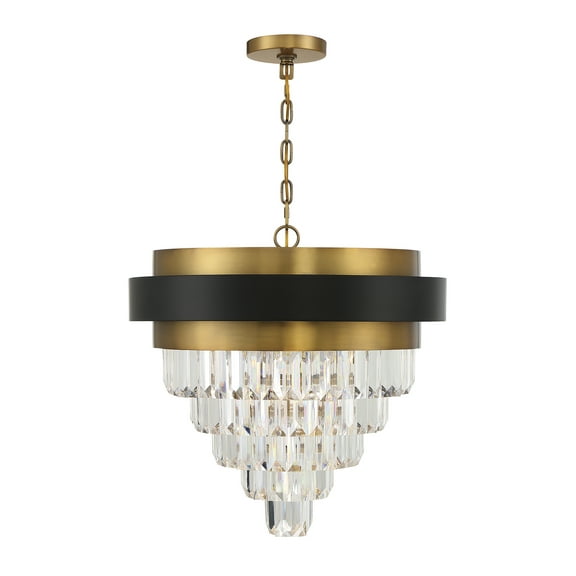 Marquise 4-Light Chandelier in Matte Black with Warm Brass Accents