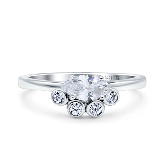 Marquise Art Deco Wedding Engagement Ring Simulated Cubic Zirconia 925 Sterling Silver Size 5