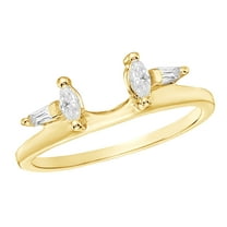 Marquise & Baguette Cut White Natural Diamond Solitaire Enhancer Ring In 10k Yellow Gold (0.33 Cttw)