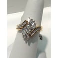 thumbnail image 1 of Marquise Baguette & Round Cut Diamond 14K Yellow Gold Plated Silver Engagement Bridal Ring set, 1 of 3
