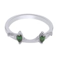 thumbnail image 1 of Marquise & Baguette Simulated Emerald & Cubic Zirconia Enhancer Guard 10k White Gold Ring Size- 5, 1 of 3