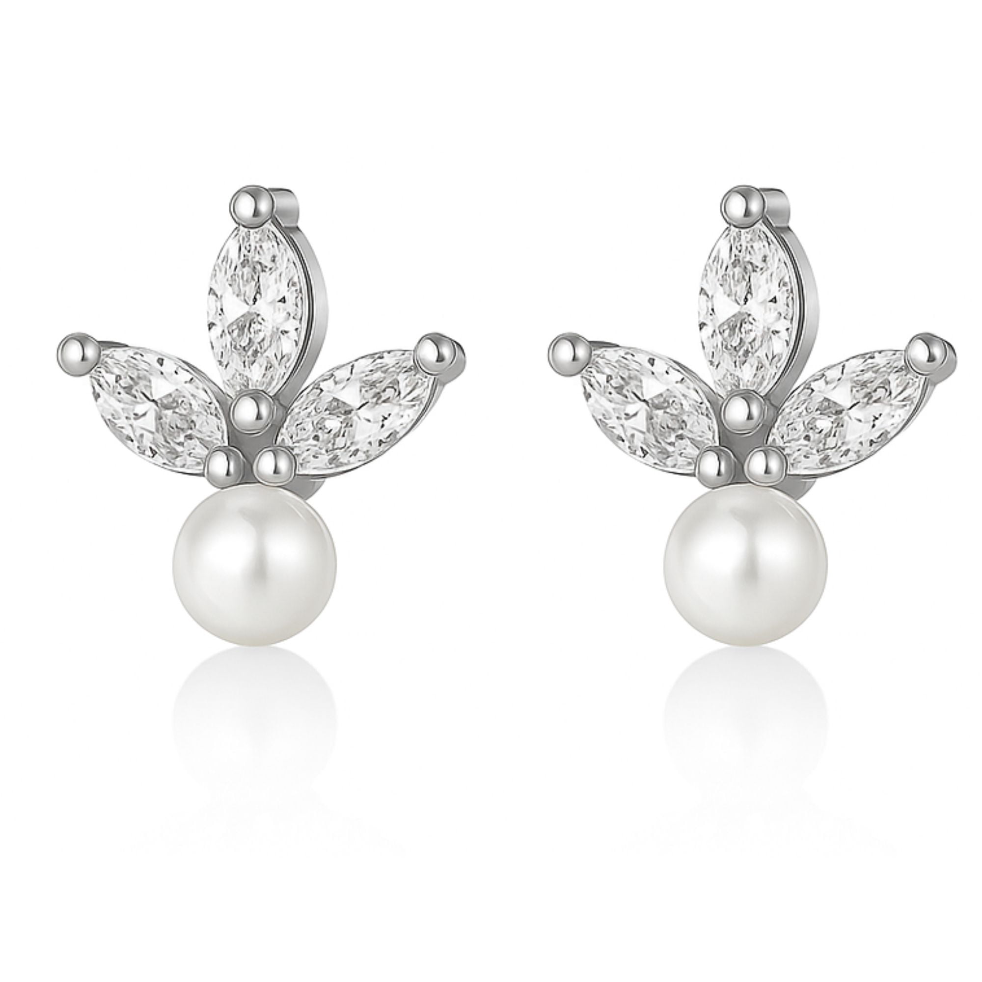 Marquise CZ Flat Back Earrings 18g for Cartilage Helix Tragus Lobe Gold Plated Sterling Silver 1 pair by Ginger Lyne
