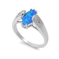 thumbnail image 1 of Marquise Center Blue Simulated Opal Ring Sterling Silver Size 9, 1 of 3