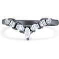 thumbnail image 1 of Marquise Chevron Ring Half Eternity Cubic Zirconia Black Tone 925 Sterling Silver, Size 8, 1 of 7