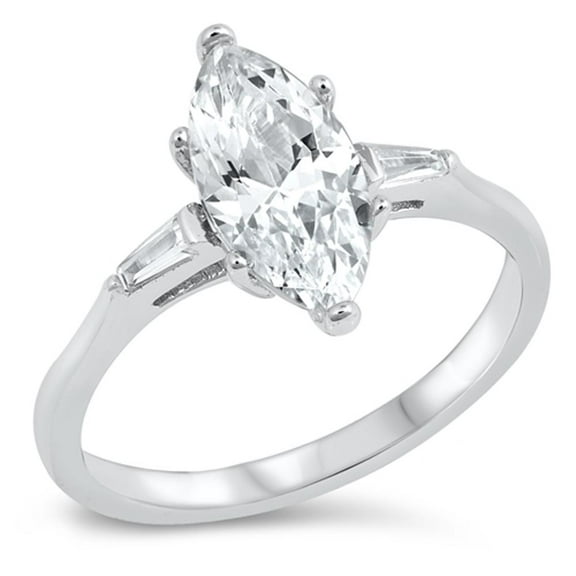 Marquise Clear CZ Solitaire Promise Ring .925 Sterling Silver Band White Jewelry Female Size 10