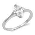 thumbnail image 1 of Marquise Clear Cubic Zirconia Solitaire Ring .925 Sterling Silver Band White Jewelry Female Size 6, 1 of 4