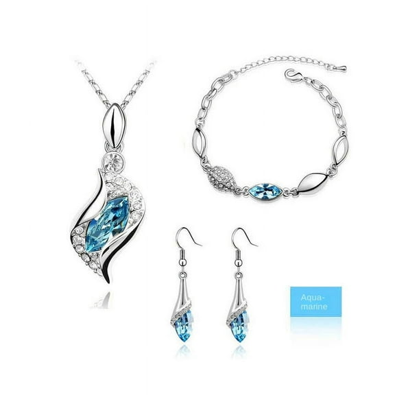 Marquise Crystal Angel Fairy Jewelry Set - Earrings, Bracelet, and Necklace Set