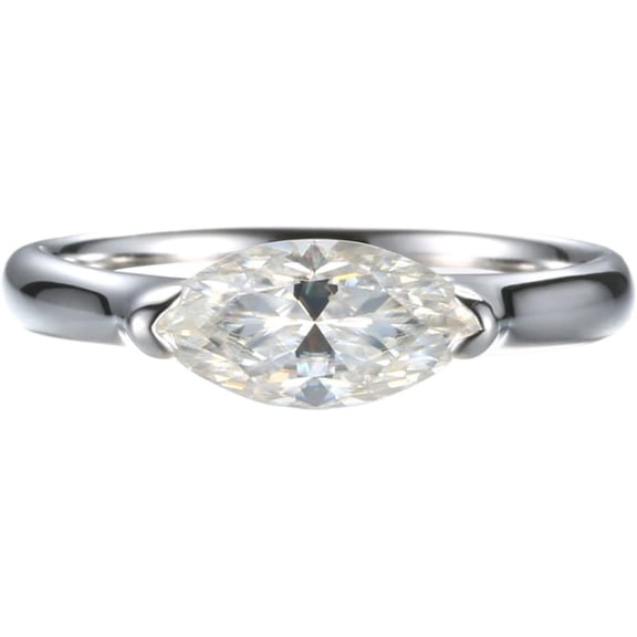 Marquise Cut 1 Carat Moissanite Wedding Ring for Women Diamond Engagement Rings 18K White Gold Plated 925 Sterling Silver Moissanite Ring Lab Diamond Rings Womens Diamond Rings