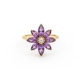 thumbnail image 1 of Marquise Cut Amethyst & Diamond Engagement Ring, Floral Anniversary Ring, Flower Wedding Ring, Purple Gemstone Ring, Handmade Jewelry, February Birthstone Ring, 1 of 4