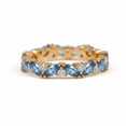 thumbnail image 1 of Marquise Cut Aquamarine & Moissanite Full Eternity Ring, Zig Zag Alternative Engagement Ring, Daily Wear Ring, Minimalist Stackable Ring, March Birthstone Ring, 1 of 5