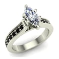 thumbnail image 1 of Marquise Cut Black Diamond Rings Gift Ring Box Authenticity Cards 1.00 CT TW 14K White Gold (H,SI1), 1 of 5
