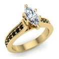 thumbnail image 1 of Marquise Cut Black Diamond Rings Gift Ring Box Authenticity Cards 1.00 CT TW 14k Gold ( I, I1), 1 of 5
