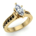 thumbnail image 1 of Marquise Cut Black Diamond Rings Gift Ring Box Authenticity Cards 1.10 CT TW 14K Gold ( I, I1), 1 of 5