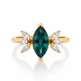 thumbnail image 1 of Marquise Cut Blue Topaz & Daimond Floral Wedding Ring,Vintage Blue Gemstone Statement Ring, Gift For Anniversary,November Birthstone Ring, 1 of 4