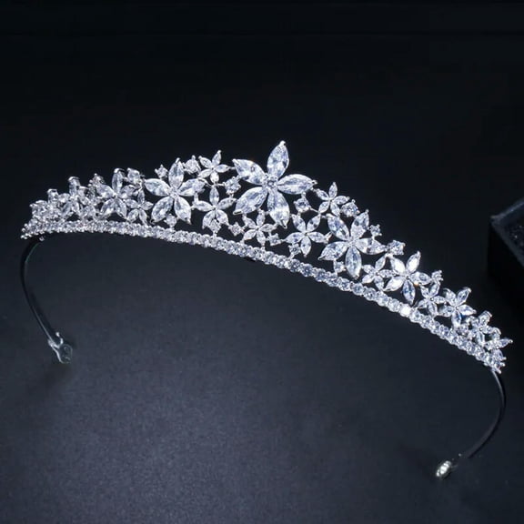 Marquise Cut CZ Crystal Wedding Tiara Bridal Crown Jewelry Princess Queen Diadem