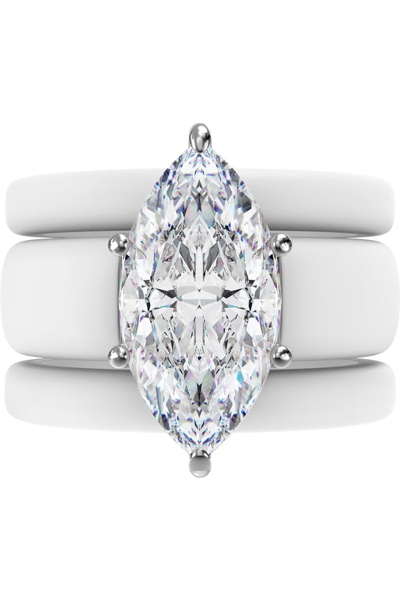 Marquise Cut CZ Silicone Ring Set for Women, 2 Thin Stackable Rings - 14×7 mm Marquise Cut CZ | Patent-Pending Design - GlowStone Collection