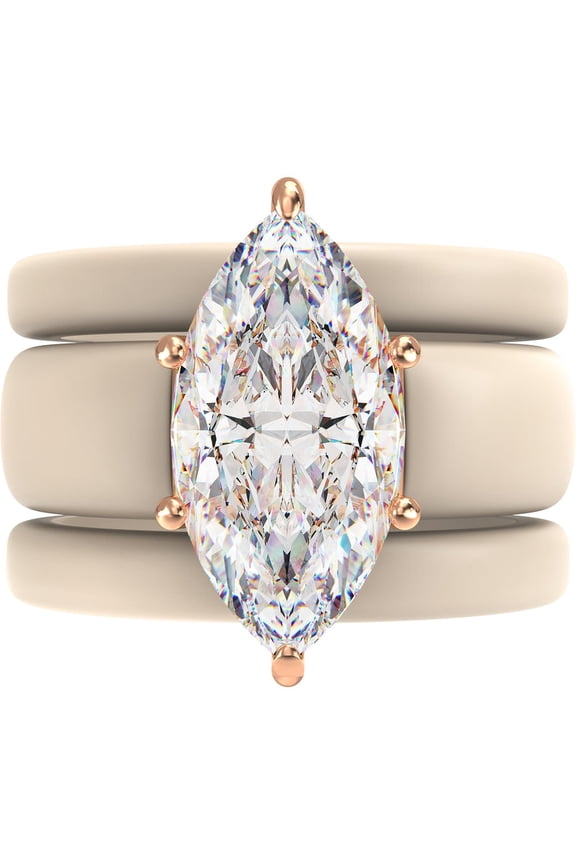 Marquise Cut CZ Silicone Ring Set for Women, 2 Thin Stackable Rings - 14×7 mm Marquise Cut CZ | Patent-Pending Design - GlowStone Collection