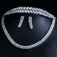 thumbnail image 1 of Marquise Cut Cubic Zircon CZ Bridal Costume Necklace Earrings Tiara Jewelry Set, 1 of 9