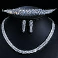 thumbnail image 1 of Marquise Cut Cubic Zirconia Bridal Necklace Earring Tiara Engagement Jewelry Set, 1 of 9