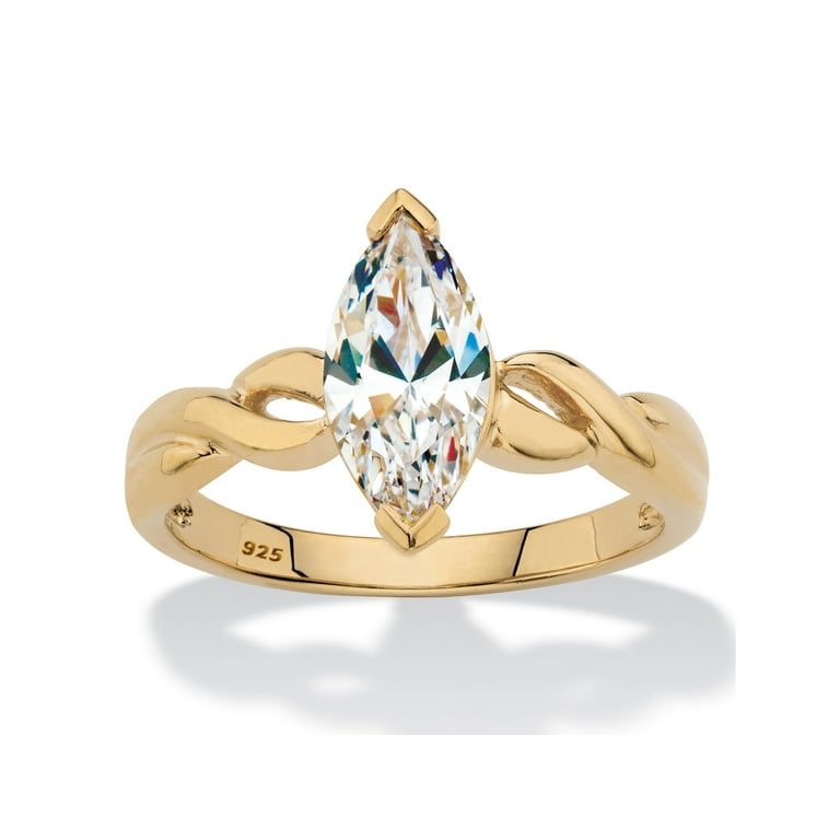 Marquise-Cut Cubic Zirconia Twisted Engagement Ring 2 TCW in 14k