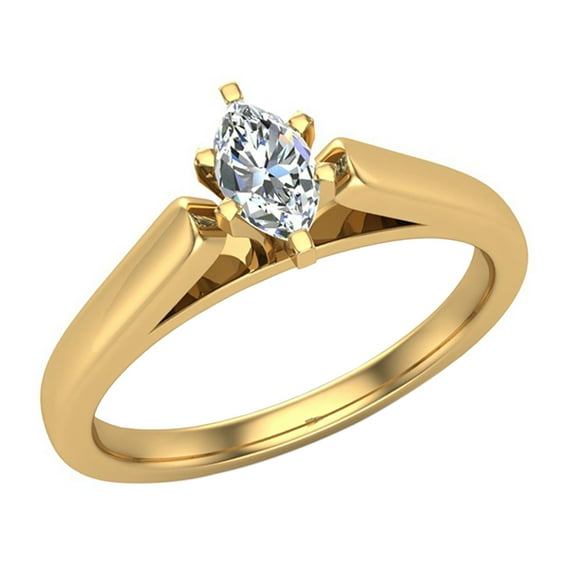 Marquise Cut Diamond Engagement Ring for women 1/4 carat 14K Gold 6 Prong Solitaire Setting (G,I1)